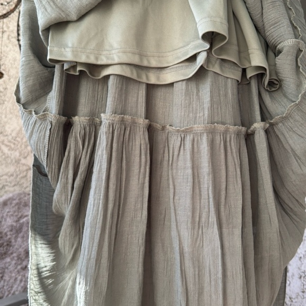 NWT Rebellion Sleeveless Tiered Maxi Dress - Olive Green - Boho - Picture 4 of 8